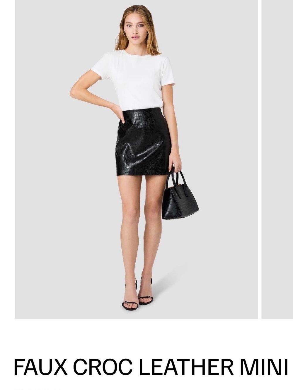 French Connection Faux Croc Leather Mini Skirt Black Size 6